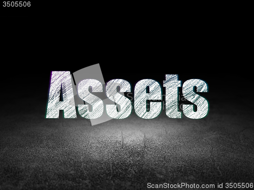 Image of Money concept: Assets in grunge dark room