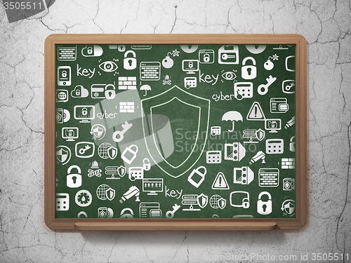 Image of Protection concept: Contoured Shield on School Board background