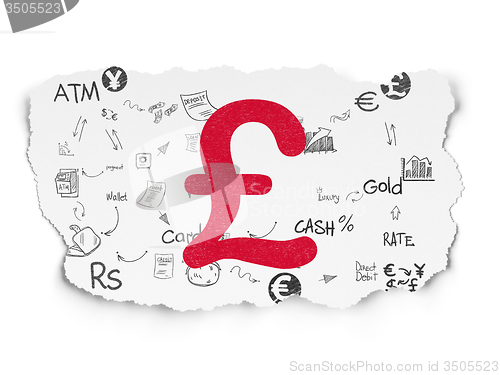 Image of Currency concept: Pound on Torn Paper background