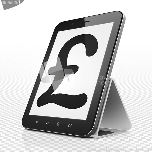 Image of Money concept: Tablet Computer with Pound on display