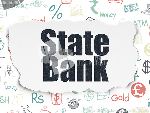 Image of Money concept: State Bank on Torn Paper background