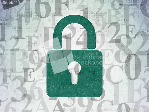 Image of Privacy concept: Closed Padlock on Digital Paper background
