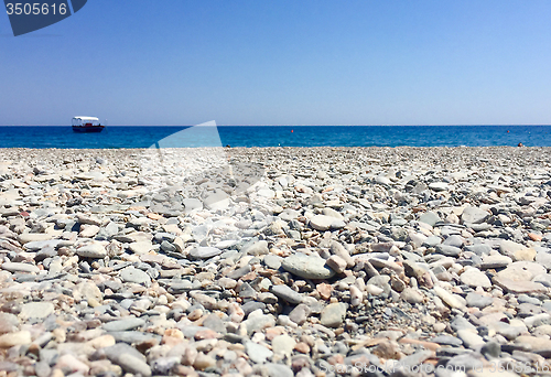 Image of Boat, sea and stones