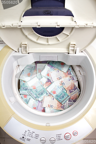 Image of Malaysia Currency in washing machine