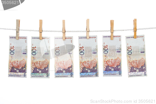 Image of Malaysia Currency on Clothesline