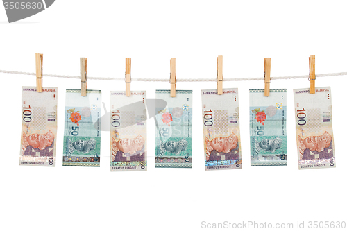 Image of Malaysia Currency on Clothesline