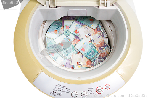 Image of Malaysia Currency in washing machine