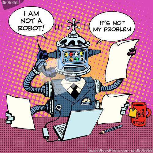 Image of Robot Secretary on the phone business concept