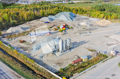 Image of Aerial view on construction materials company. Tyumen. Russia