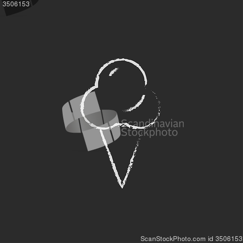 Image of Ice cream icon drawn in chalk.