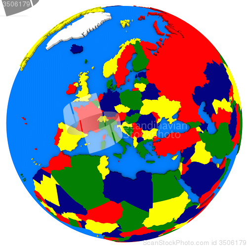 Image of Europe on Earth political map