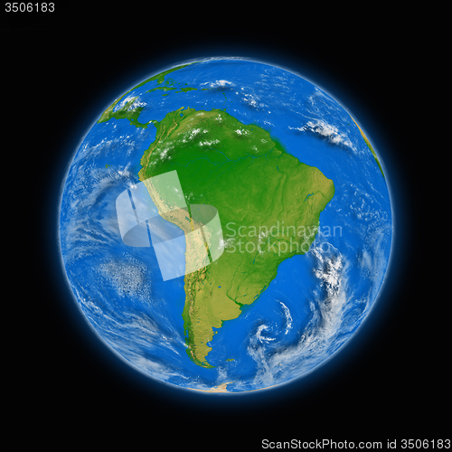 Image of South America on planet Earth