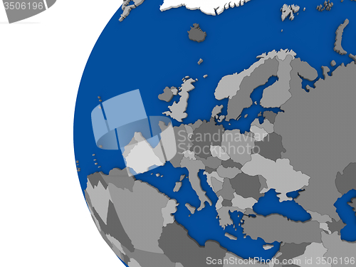 Image of European continent on political globe