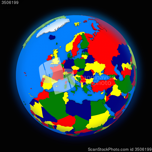 Image of Europe on political Earth