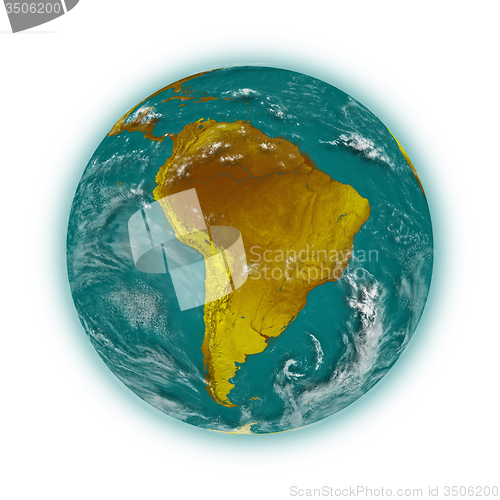 Image of South America on planet Earth