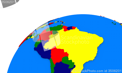 Image of south America on Earth political map