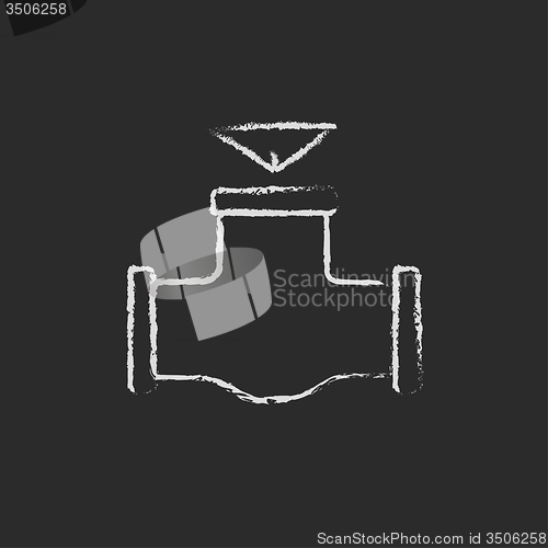 Image of Gas pipe valve icon drawn in chalk.