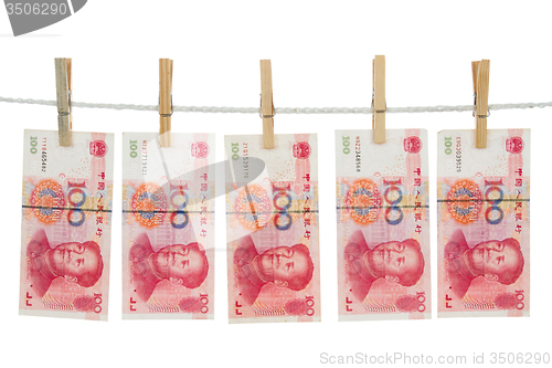 Image of China Currency on Clothesline