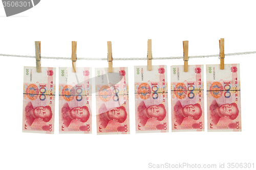 Image of China Currency on Clothesline