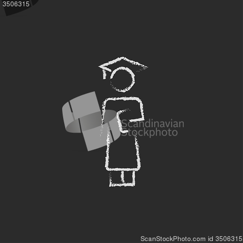 Image of Graduation icon drawn in chalk.