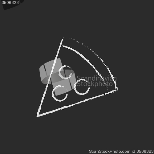 Image of Pizza slice icon drawn in chalk.