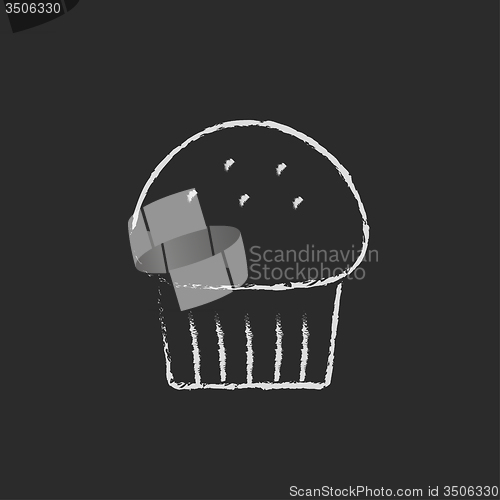 Image of Cupcake icon drawn in chalk.