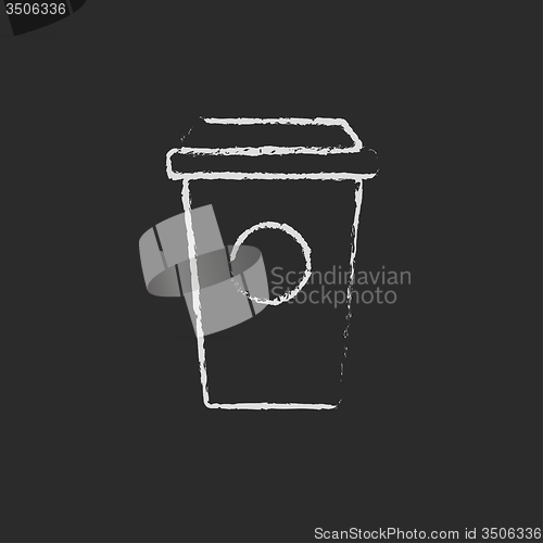 Image of Disposable cup icon drawn in chalk.