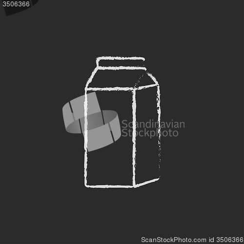 Image of Packaged dairy product icon drawn in chalk.