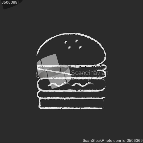 Image of Double burger icon drawn in chalk.