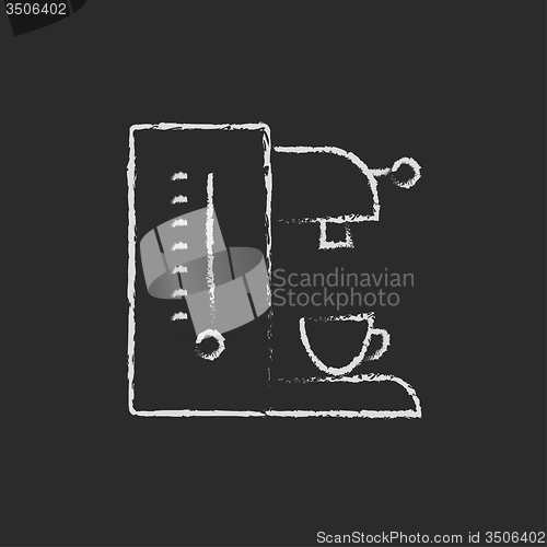 Image of Coffee maker icon drawn in chalk.