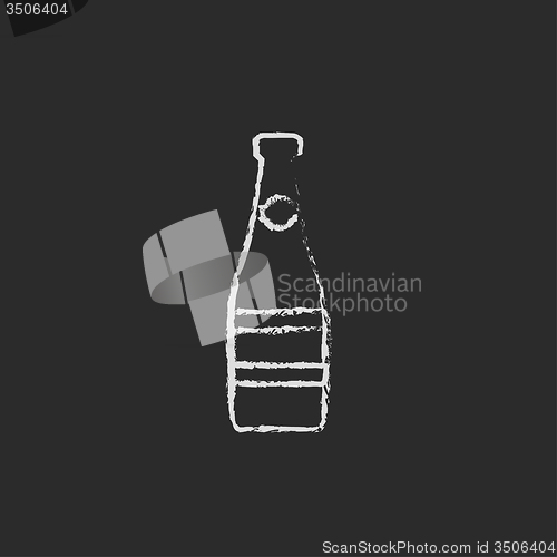 Image of Glass bottle icon drawn in chalk.