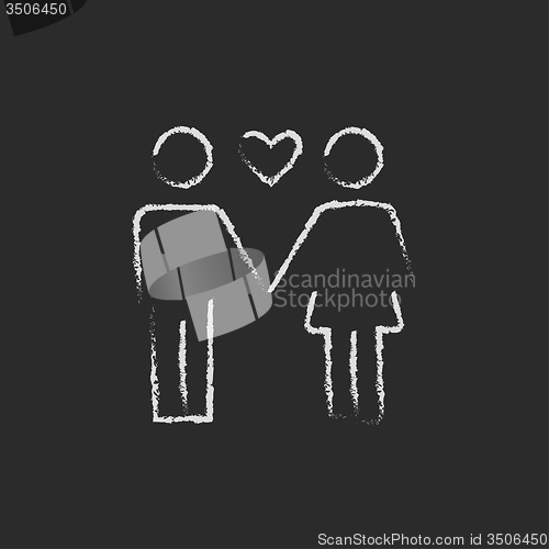 Image of Couple in love icon drawn chalk.