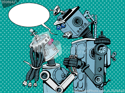 Image of couple robots man woman love