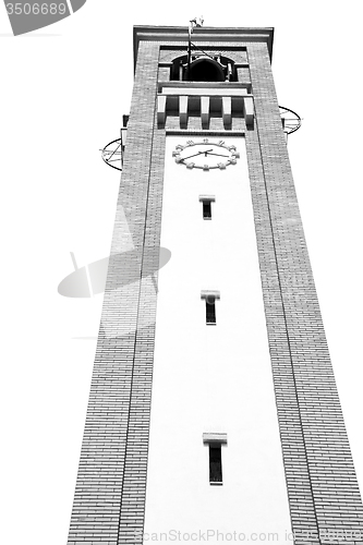Image of ancien clock tower in italy europe old  stone and bell