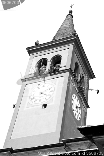 Image of ancien clock tower in italy europe old  stone and bell