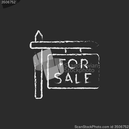 Image of For sale signboard icon drawn in chalk.