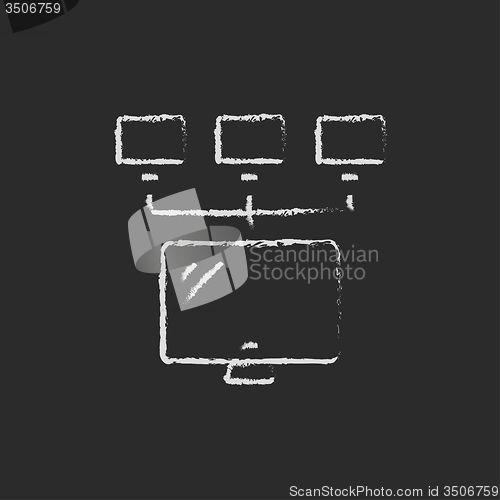 Image of Group of monitors icon drawn in chalk.