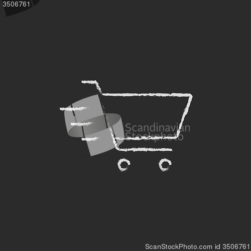 Image of Shopping cart icon drawn in chalk.