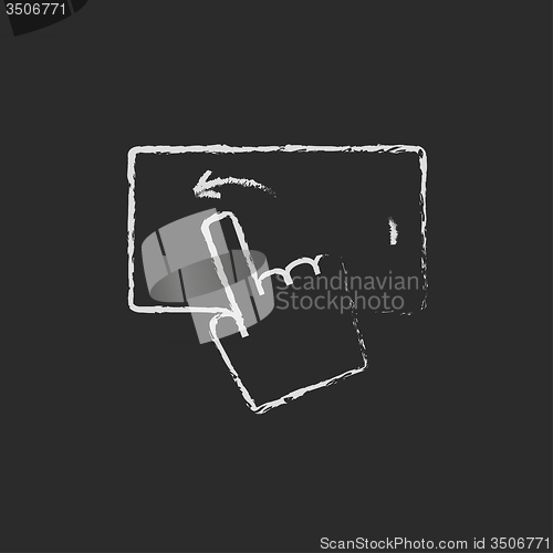 Image of Touch screen smartphone icon drawn in chalk.