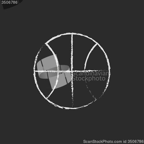 Image of Basketball ball icon drawn in chalk.