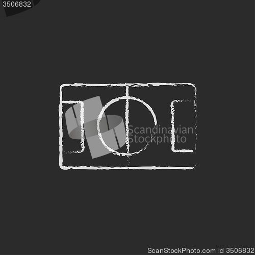 Image of Stadium layout icon drawn in chalk.