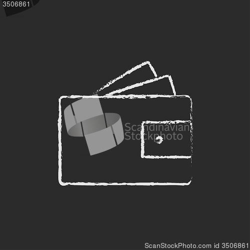 Image of Wallet with money icon drawn in chalk.