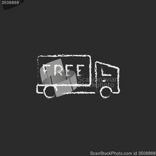 Image of Free delivery truck icon drawn in chalk.