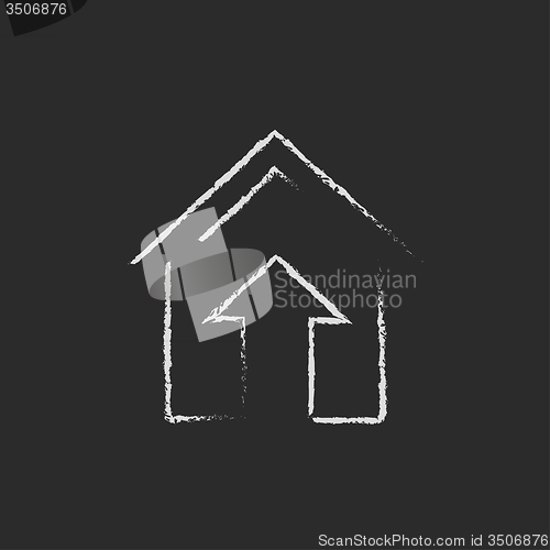 Image of Growth of real estate market icon drawn in chalk.
