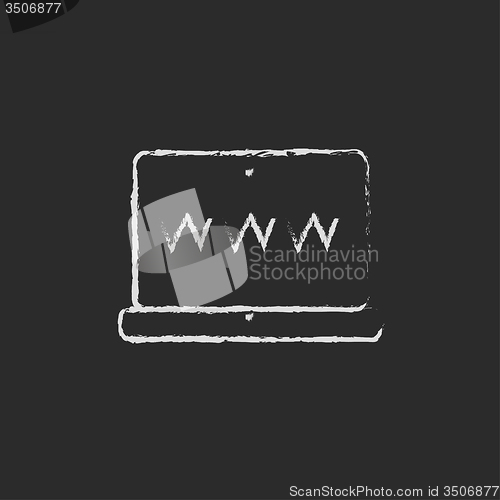 Image of Website on the laptop screen icon drawn in chalk.