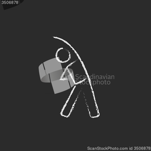 Image of Man making exercises icon drawn in chalk.
