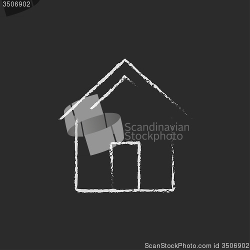 Image of House icon drawn in chalk.