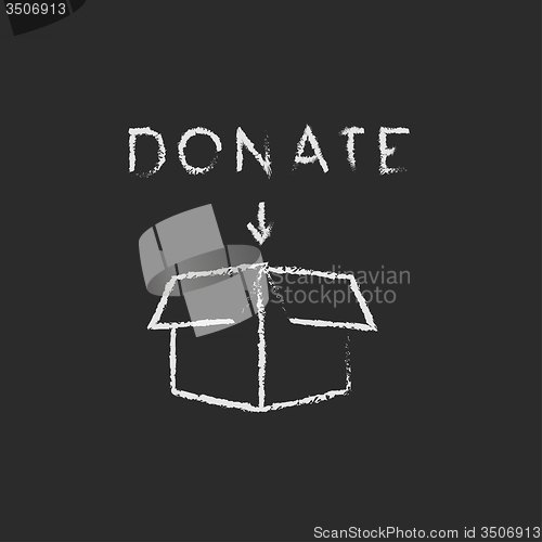 Image of Donation box icon drawn in chalk.