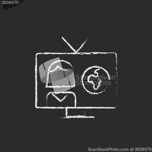 Image of TV report icon drawn in chalk.
