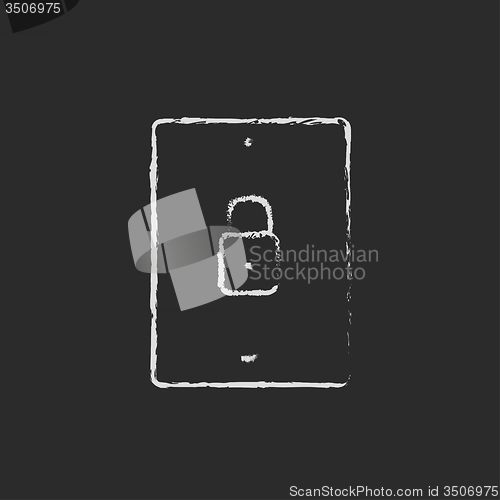 Image of Smartphone security icon drawn in chalk.